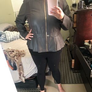 Faux gray leather jacket